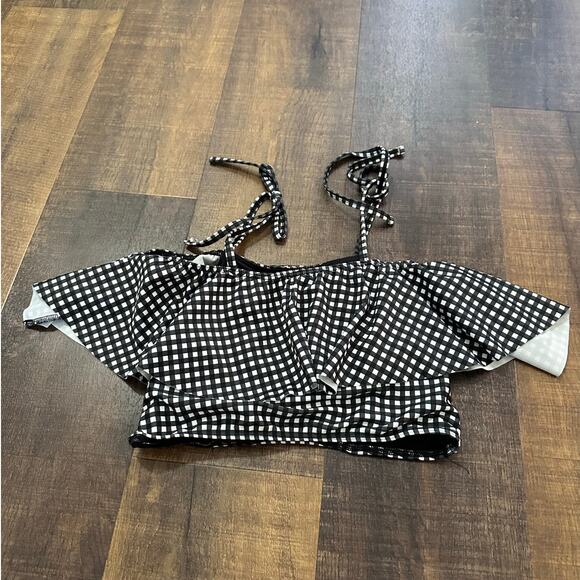 Albion Fit Kids Wave Swimsuit Top, Black Check Size Small - Picture 4 of 9